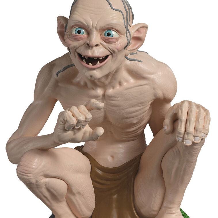 Gollum ornament, Lord of the Rings character on mossy rock, sound and motion, Hallmark Keepsake, Christmas tree decoration.