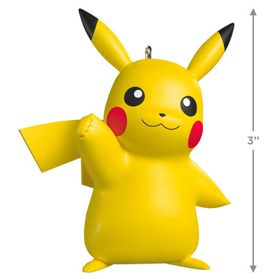 Hallmark Keepsake Pokémon Pikachu Christmas ornament featuring a cheerful, waving Pikachu with red cheeks and bright eyes.