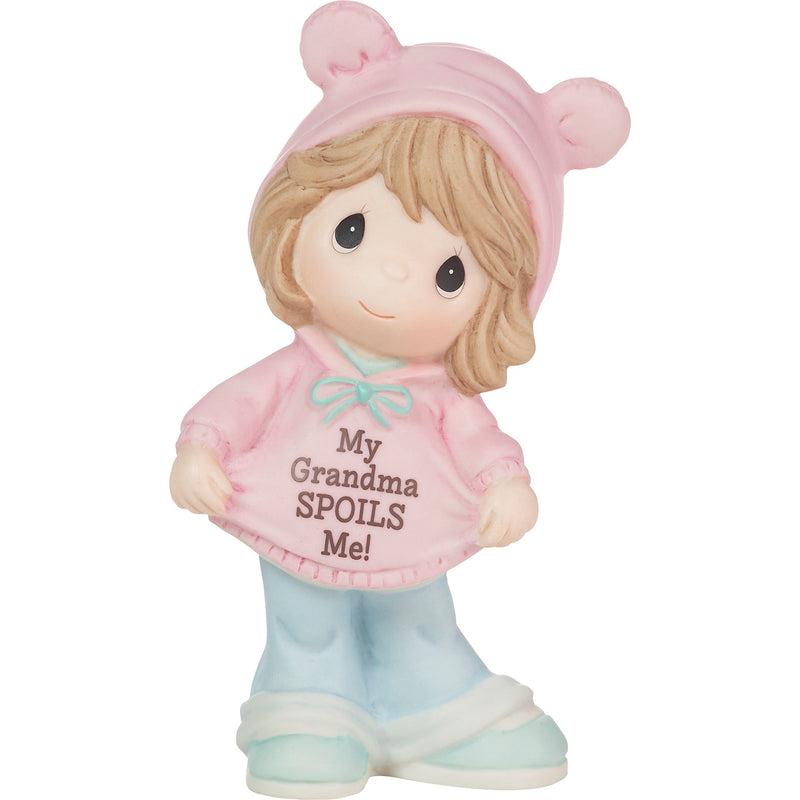 "Brunette girl figurine in pink hoodie with &
