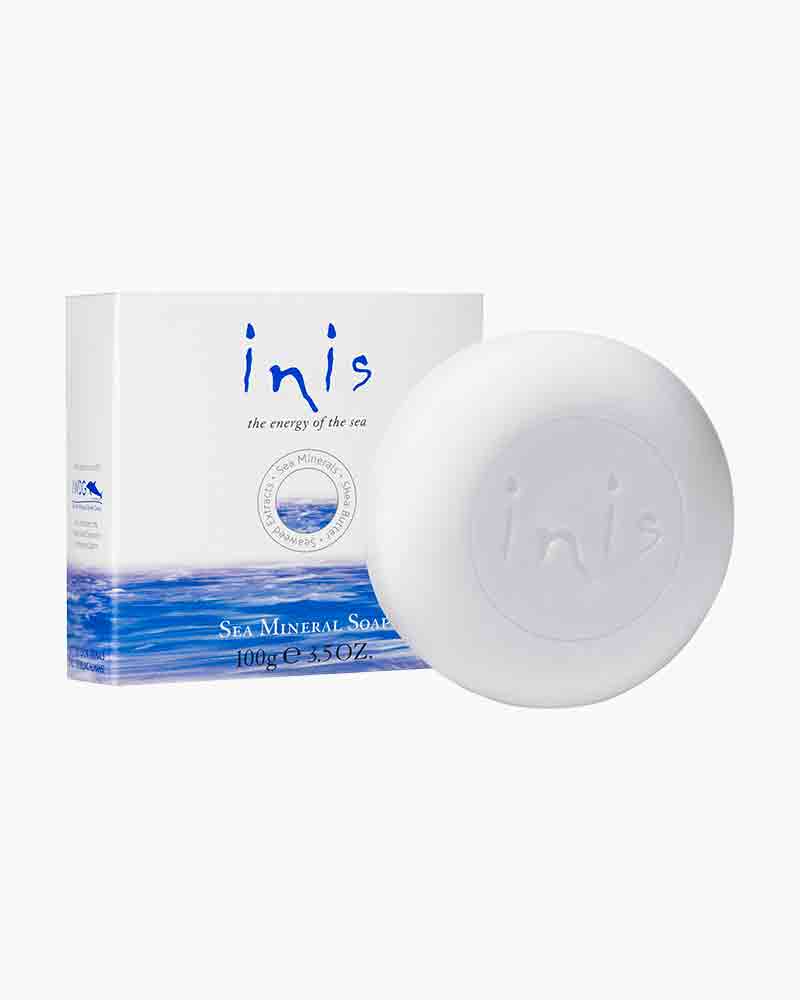 Inis Sea Mineral Bar Soap 3.5 oz, enriched with ocean minerals and a refreshing ocean-inspired fragrance for clean, hydrated skin.