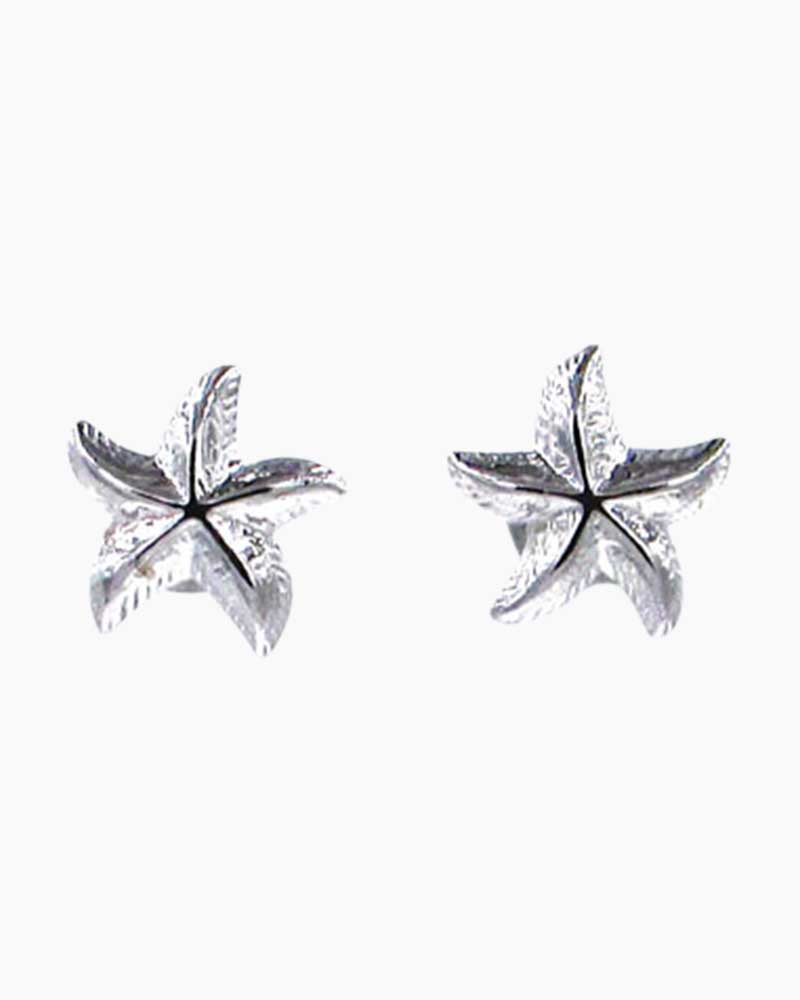 Textured Silver Starfish Earrings