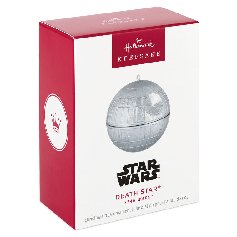Mini Death Star ornament, silver armored battle station from Star Wars, Hallmark Keepsake Christmas collectible
