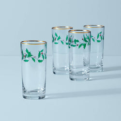 Holiday stemless flute glasses   set of 4