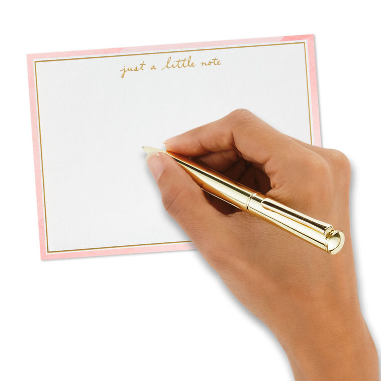 Upscale Pink and White Assorted Blank Flat Note Cards in Caddy, Pack of 40