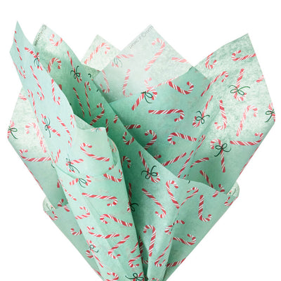 Peppermint-Scented Candy Canes on Green Christmas Tissue Paper, 4 sheets