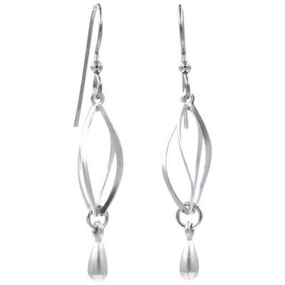 Silver-Tone Elongated Cage Drop Earrings
