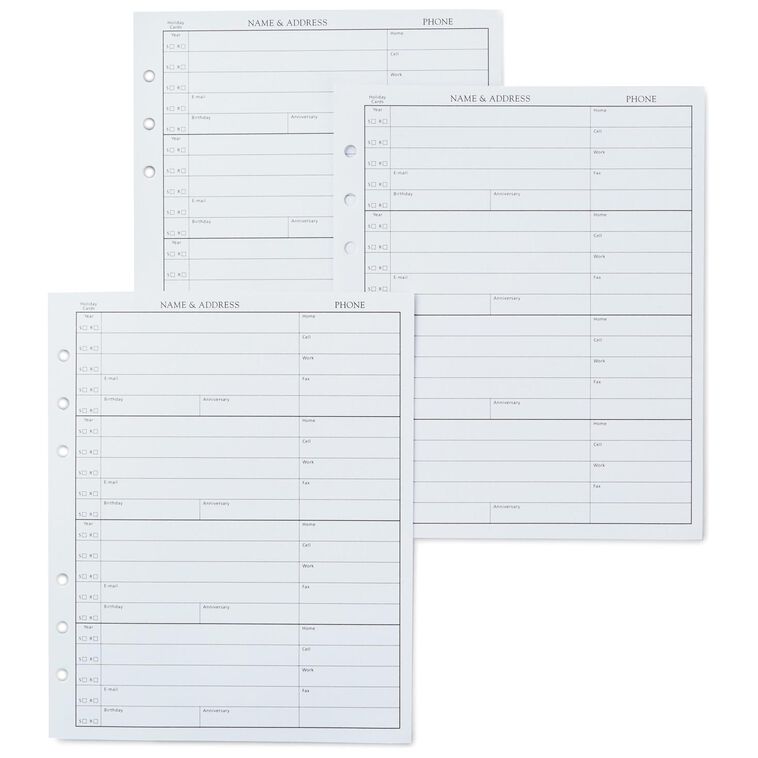 Address Book Refill Pages
