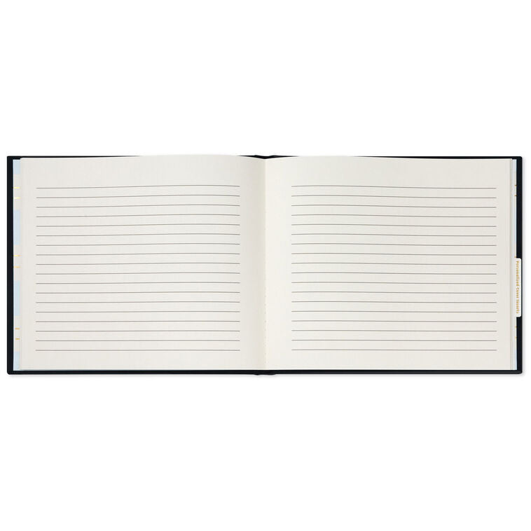 Gold on Navy Linen Customizable Guest Book