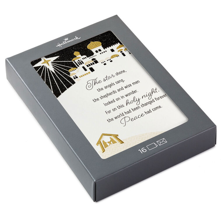 Peace and Joy Bethlehem Scene Boxed Christmas Cards, Pack of 16