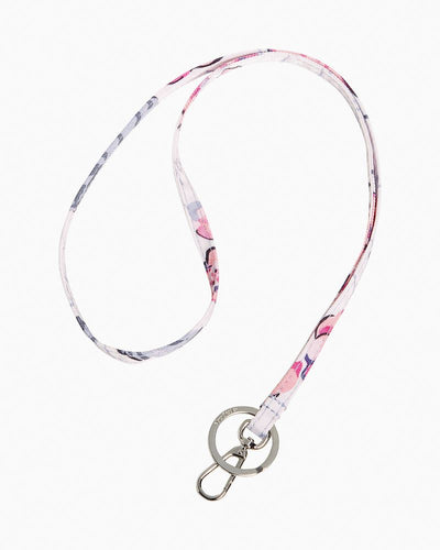 Water-repellent eco-friendly lanyard with hummingbird print, key ring, and ID clip made from recycled plastic