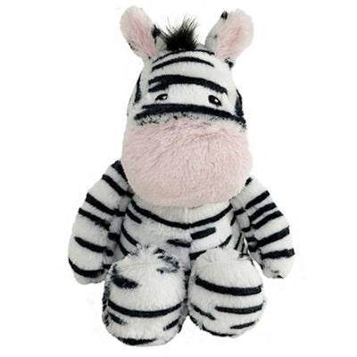 13-inch Warmies zebra plush in black and white, microwavable and scented with French lavender for calming warmth and comfort.