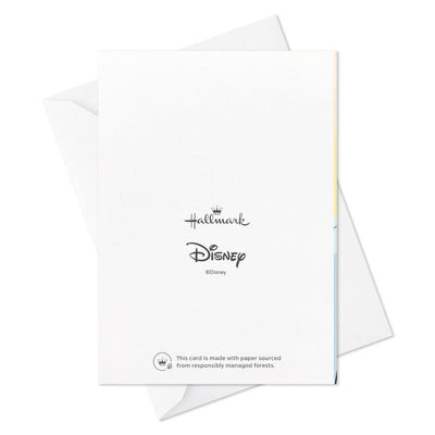 Thank-you cards featuring Disney’s Cinderella in her ball gown with a glass slipper, gold foil stars, and castle sketch.
