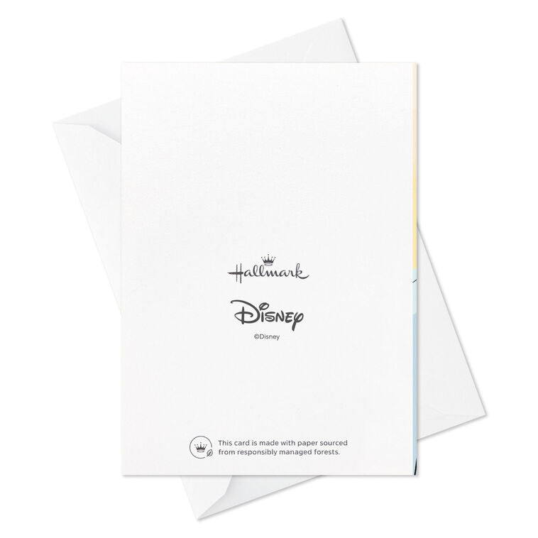 Thank-you cards featuring Disney’s Cinderella in her ball gown with a glass slipper, gold foil stars, and castle sketch.
