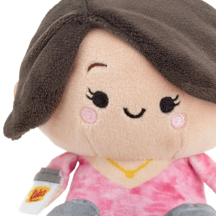 Gilmore Girls plush set of Lorelai and Rory with magnets, pink sweater and school uniform, embroidered features.
