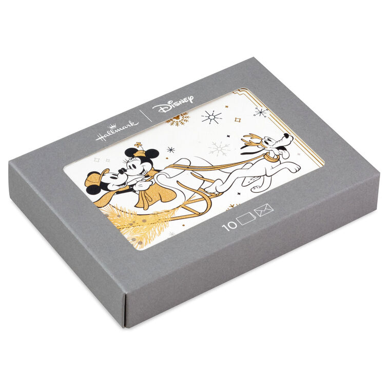 Disney Mickey Mouse and Minnie Mouse Sleigh Ride Christmas Note Cards
