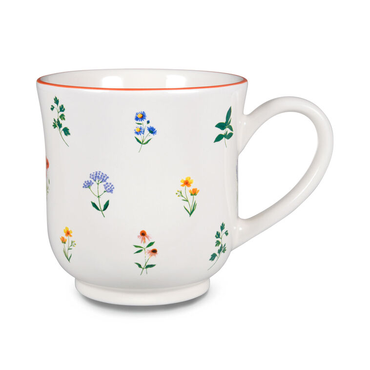 Floral Patterns on White Mug, 14.5 oz.