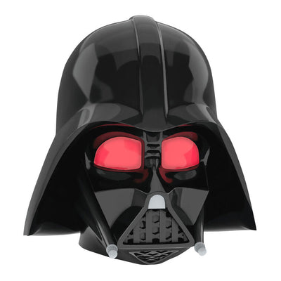Mini Darth Vader helmet tree topper with glowing red eyes and sound effects from Star Wars, part of Hallmark ShowToppers collection.