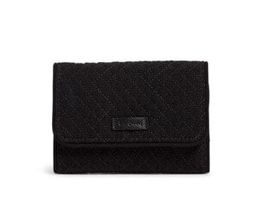 Classic black Vera Bradley RFID compact wallet with card slots and zip pocket
