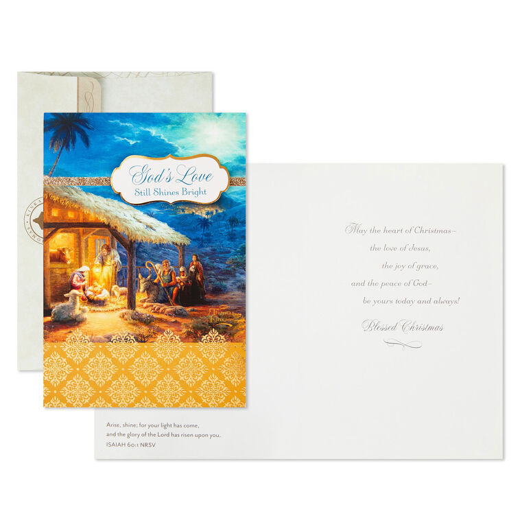 Thomas Kinkade Manger Scene Religious Boxed Christmas Cards, Pack of 12
