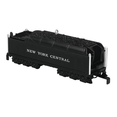 Hallmark Keepsake Lionel New York Central Vanderbilt Tender ornament, black die-cast metal train coal car with turning wheels and NY Central markings.