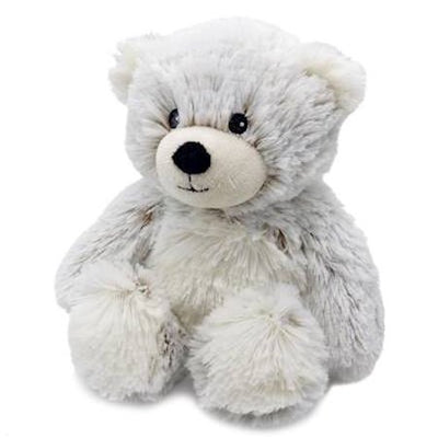 Warmies Jr. Bear microwavable white plush toy, scented with French lavender, comforting and safe for kids.
