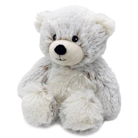 Warmies Jr. Bear microwavable white plush toy, scented with French lavender, comforting and safe for kids.