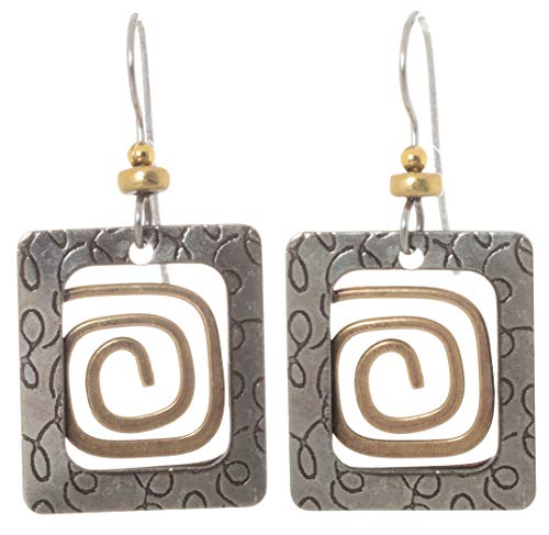 Textured Square with Coil Dangle Earrings