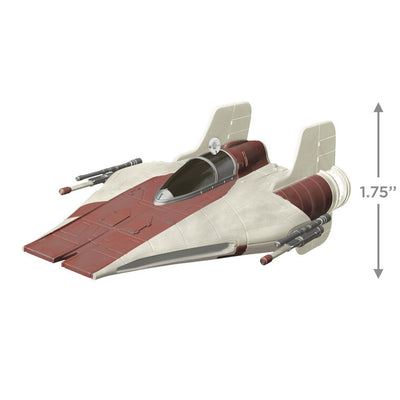A-Wing starfighter ornament with red and white wedge-shaped design from Star Wars: Return of the Jedi.