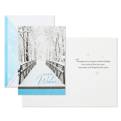 Trees in Snow and Snowy Bridge Boxed Holiday Cards With Seals, Pack of 40
