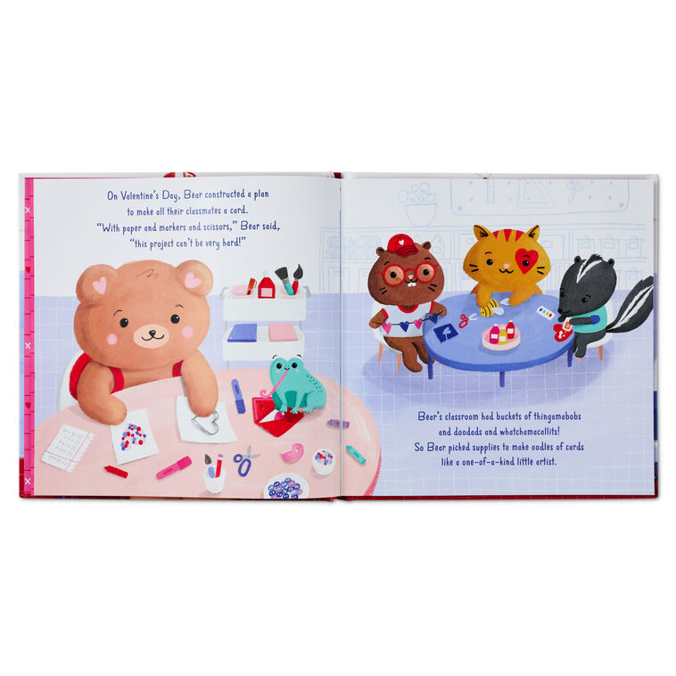 Hardcover children’s book “From the Heart: Bear Finds Just the Write Words” with colorful valentines-themed illustrations.