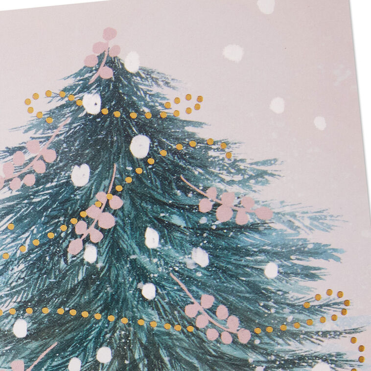 Christmas Tree on Pink Boxed Christmas Cards, Pack of 16