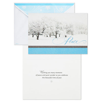 Trees in Snow and Snowy Bridge Boxed Holiday Cards With Seals, Pack of 40