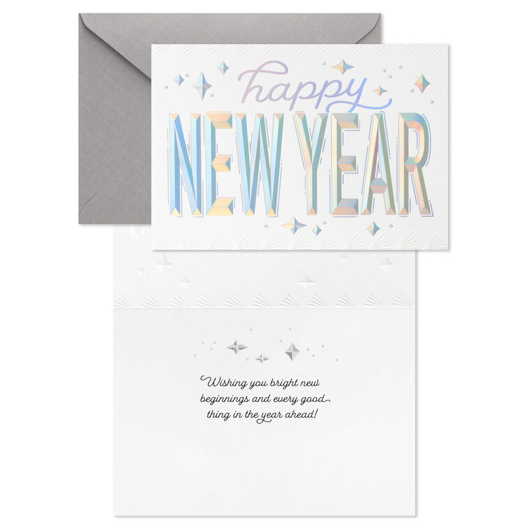 Silver Diamonds Boxed New Year Cards, Pack of 16