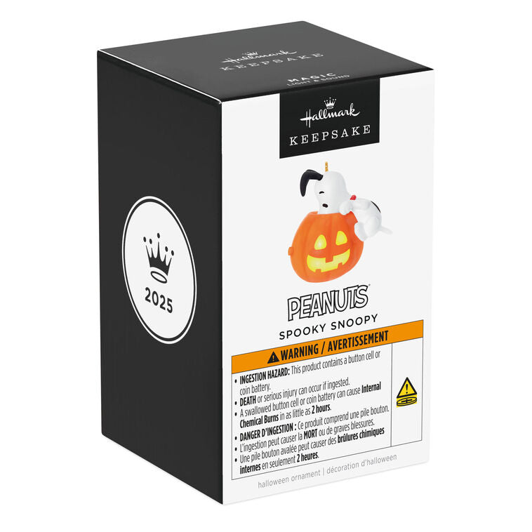 Snoopy Halloween ornament with glowing jack-o&