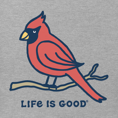 Women's Cute Cardinal Short Sleeve Crusher Tee - Heather Gray