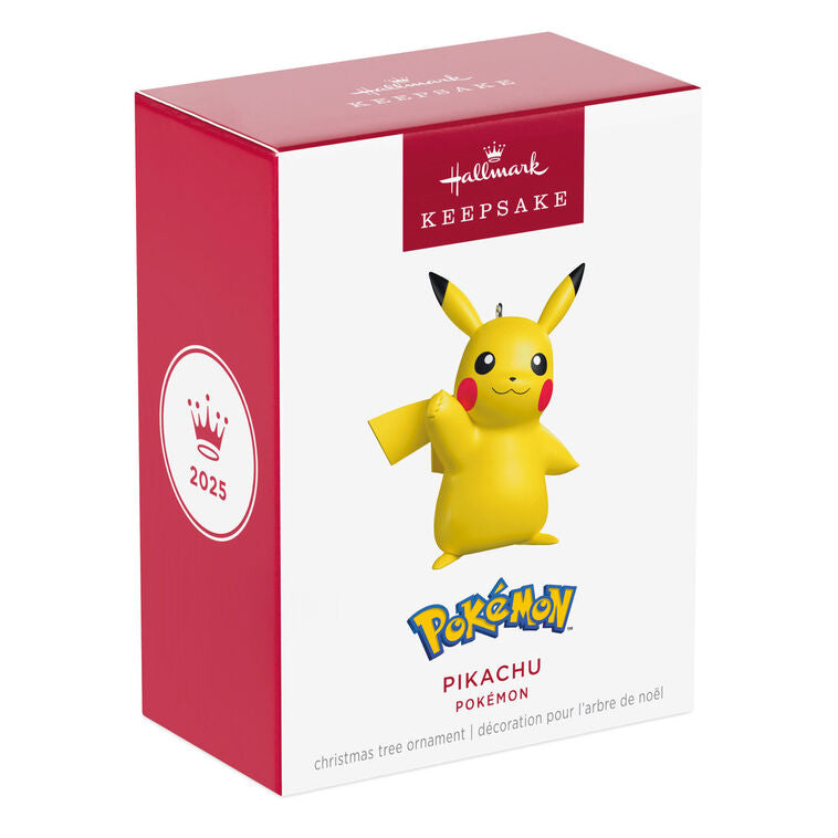 Hallmark Keepsake Pokémon Pikachu Christmas ornament featuring a cheerful, waving Pikachu with red cheeks and bright eyes.
