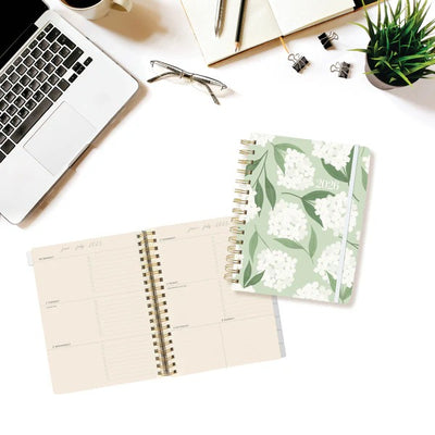 Hydrangea 6 x 8 18-Month Hardbound Spiral Planner
