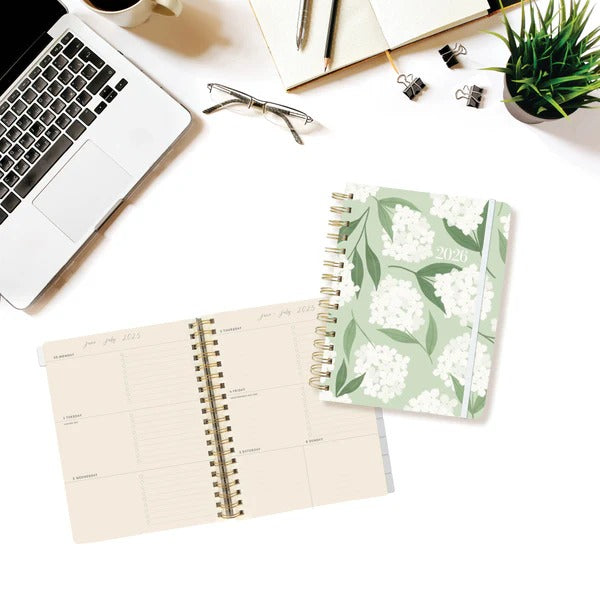 Hydrangea 6 x 8 18-Month Hardbound Spiral Planner