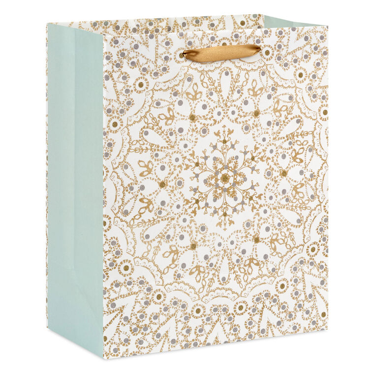 9.6" Snowflake Mandala Medium Holiday Gift Bag