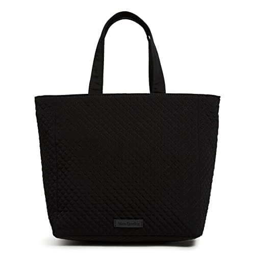 Black microfiber lunch tote with PEVA lining and 6-inch handle, 10 x 10 x 4 inches

