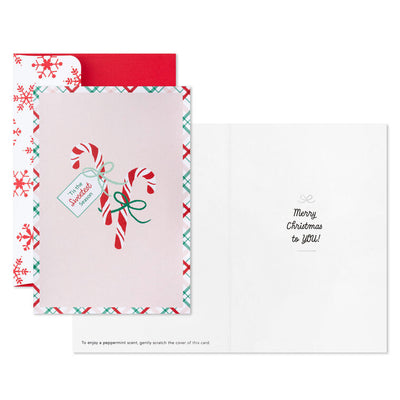 Candy Canes on Pink Scented Boxed Christmas Cards, Pack of 12