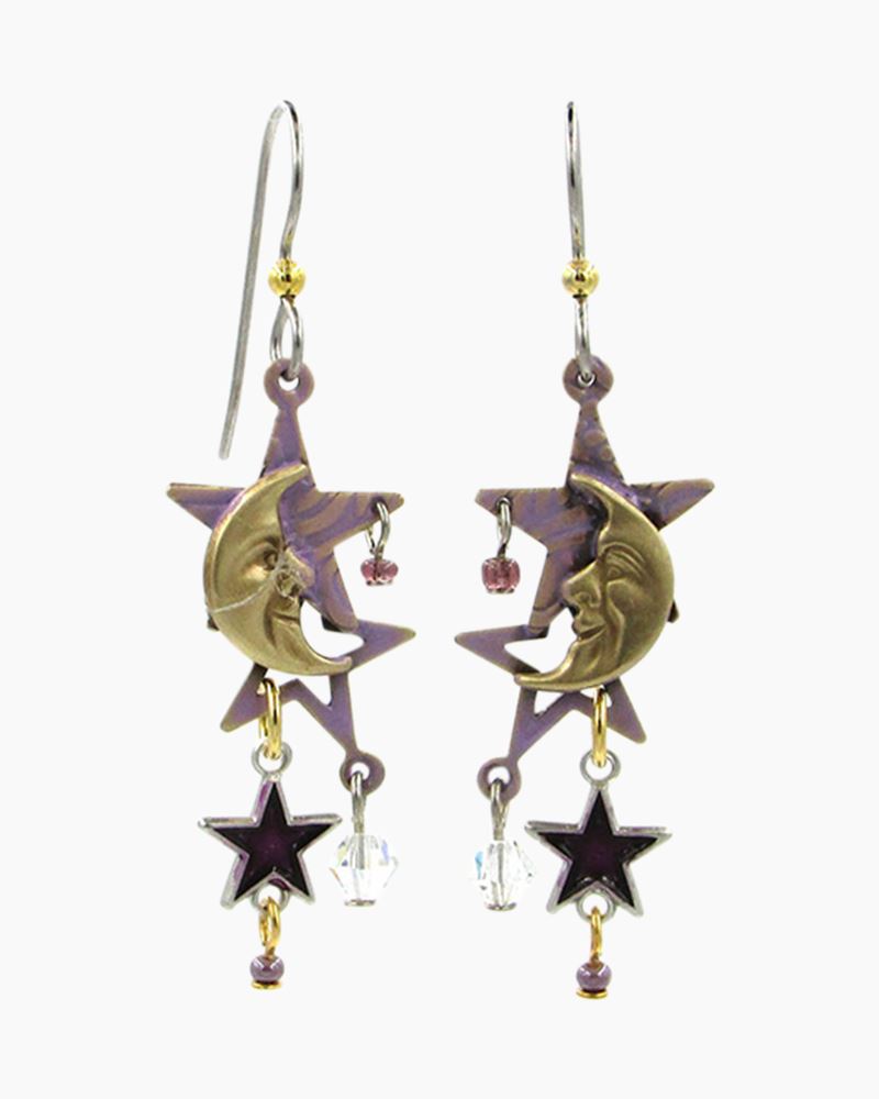 Mixed Metal Celestial Dangle Earrings