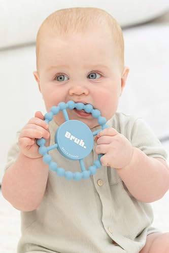 Silicone teething toy in the shape of a circle with &