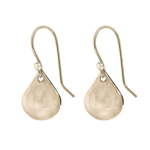 Gold tone hammered teardrop earrings by Silver Forest with 10k gold overlay earwires. Handcrafted in the USA.