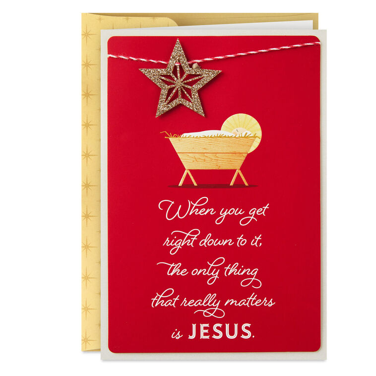 Baby Jesus in the Manger Religious Boxed Christmas Cards, Pack of 16