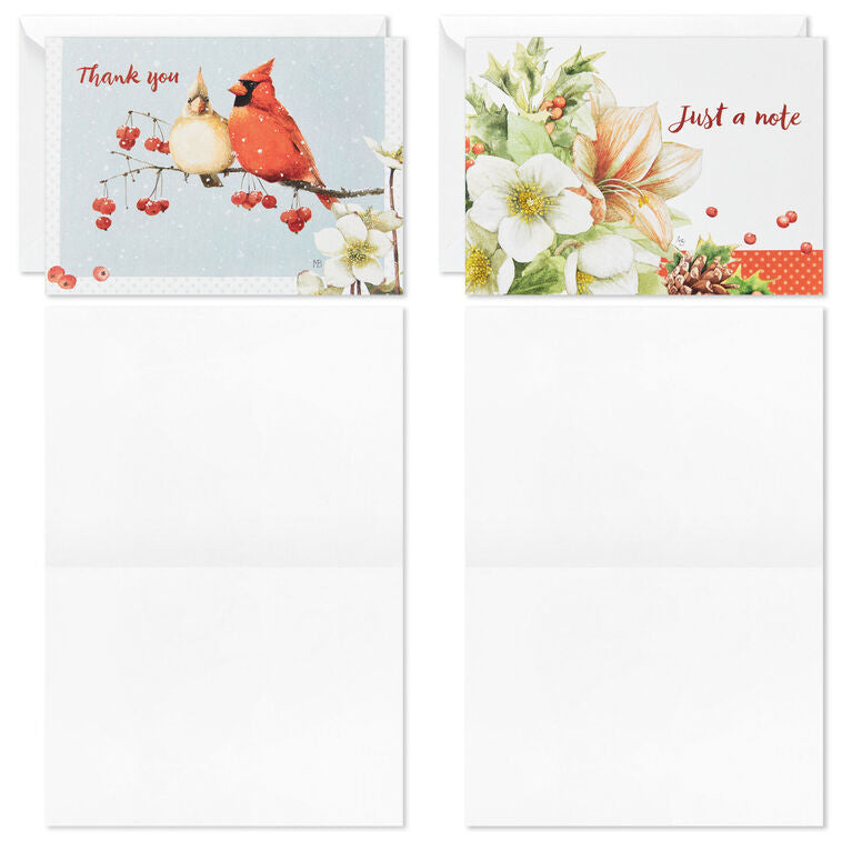 Marjolein Bastin Holiday Boxed Blank Christmas Note Cards Assortment, Pack of 24