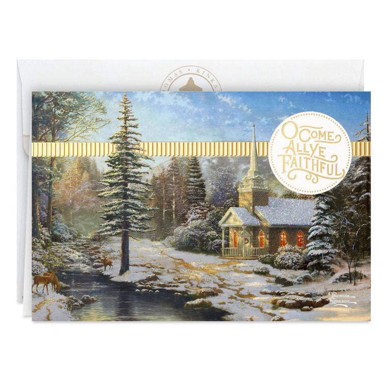 Thomas Kinkade Country Church Religious Boxed Christmas Cards, Pack of 16