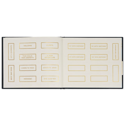 Gold on Navy Linen Customizable Guest Book