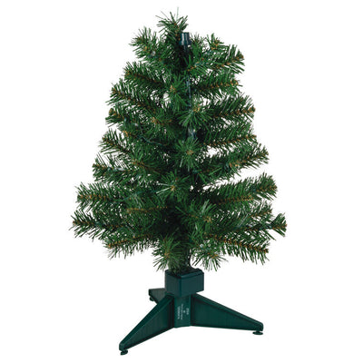 17-inch pre-lit green tabletop Christmas tree with white lights, part of ShowToppers system for sound and light synchronization.