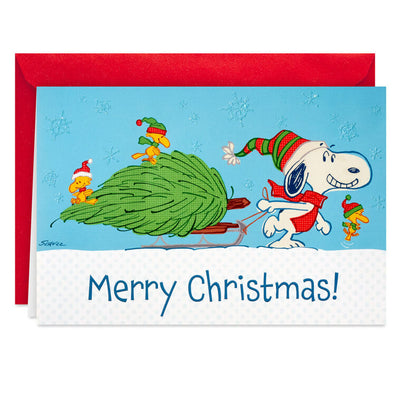 Peanuts® Snoopy Hauling the Tree Boxed Christmas Cards, Pack of 16